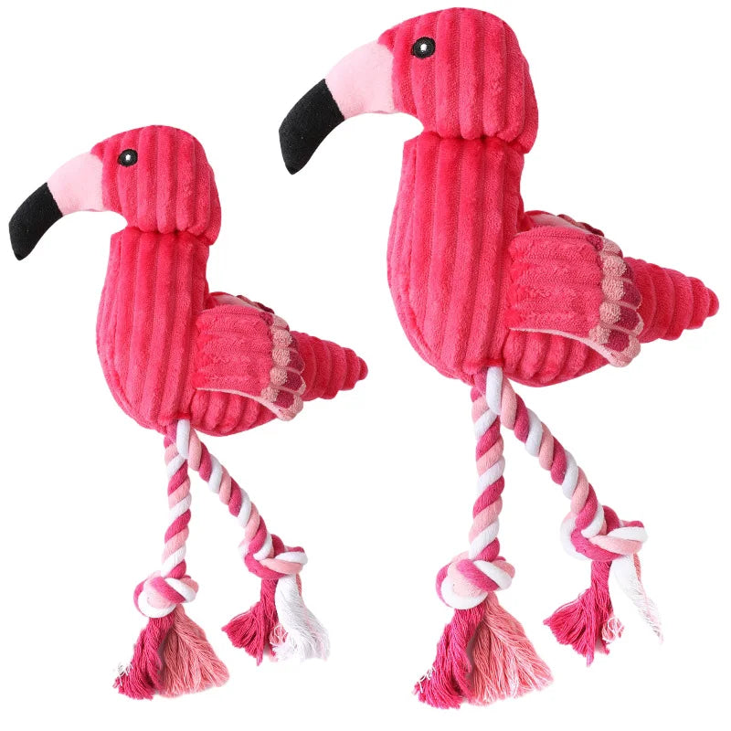 Cute Flamingo Plush Dog Toys Funny Interactive Squeaky