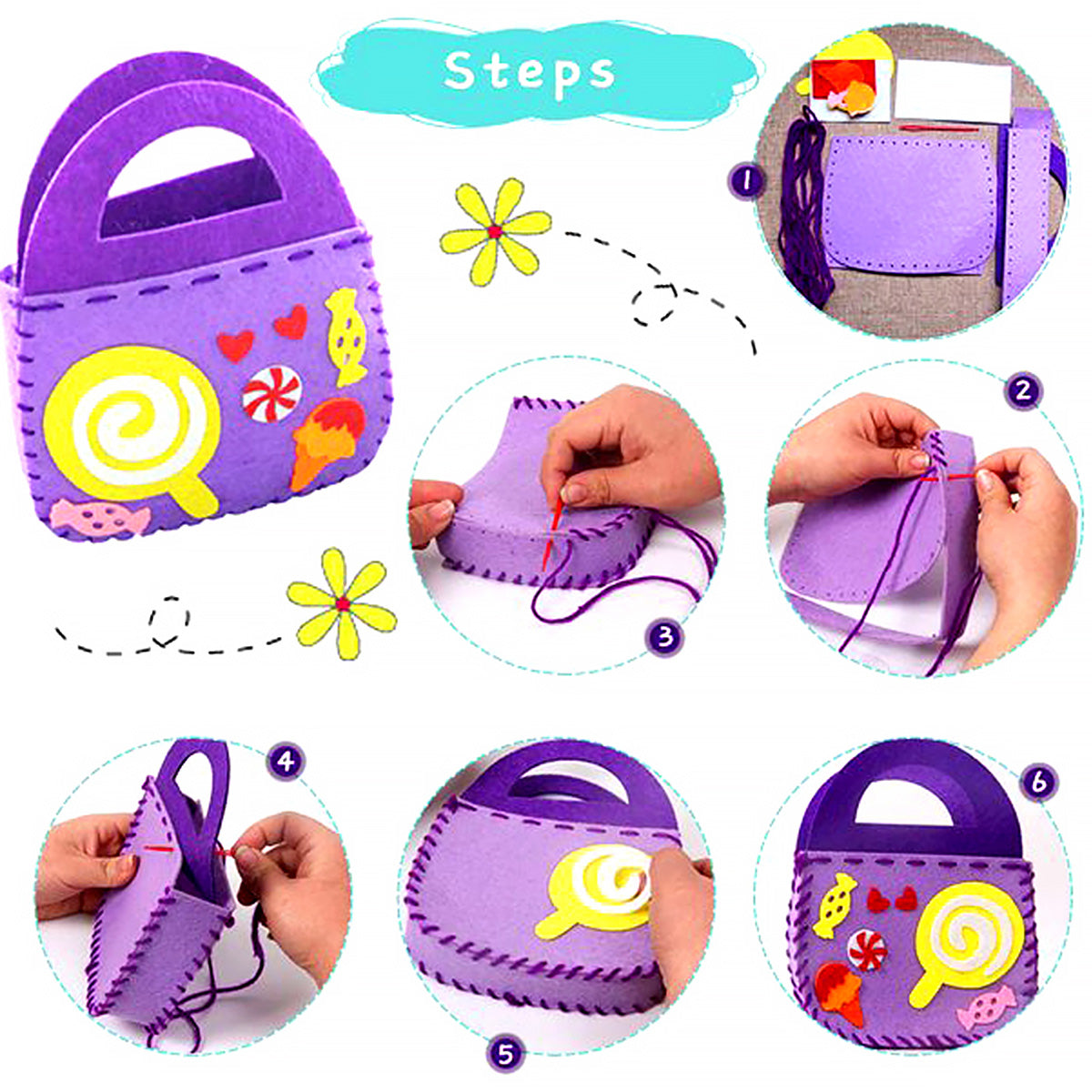 8Pcs Kids Sewing Kit DIY Felt Sewing Kits Preschool Educational Toys
