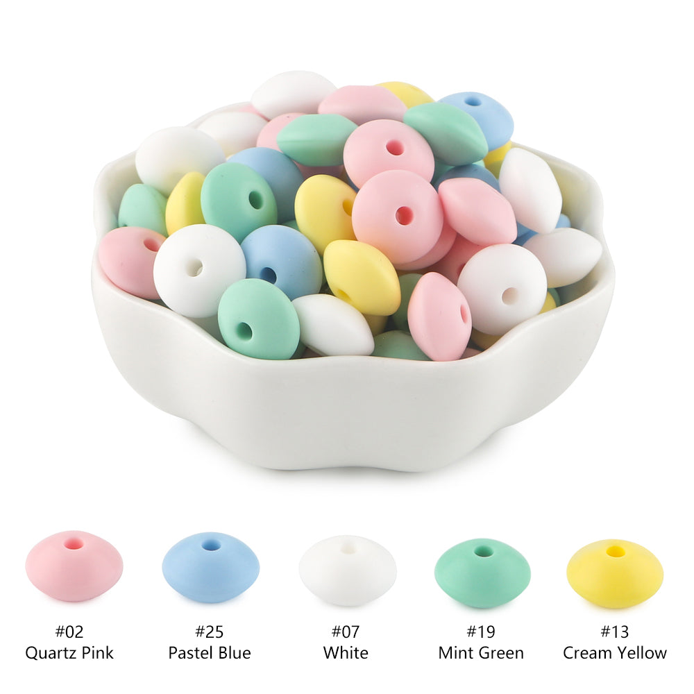 20Pcs/lot 12mm Lentil Silicone Beads