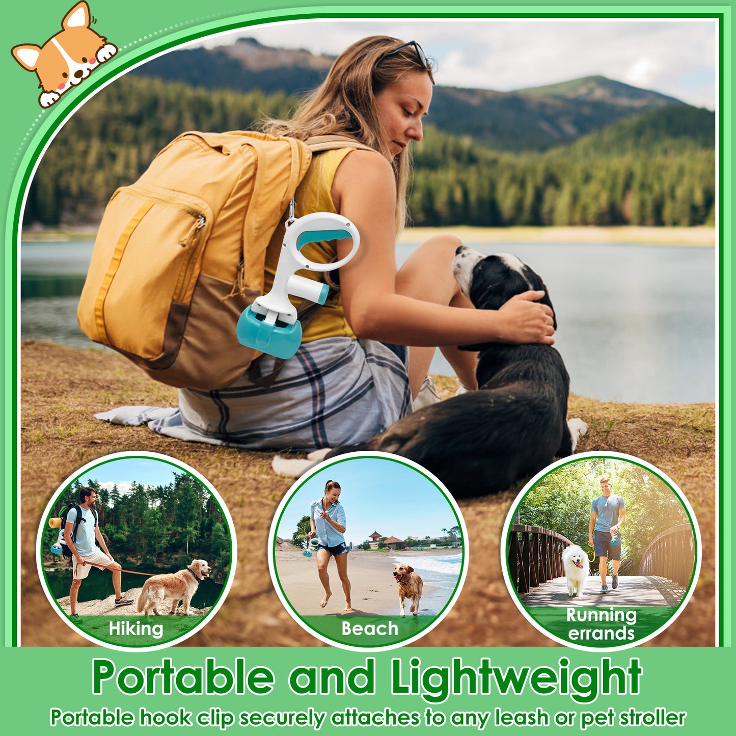 2Pcs Dog Pooper Scooper ABS One Button Dog Waste Scooper with 2 Roll