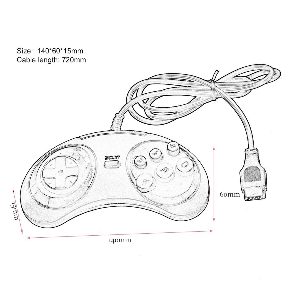For Game Controller SEGA Genesis Megadrive for 16 Bit Handle