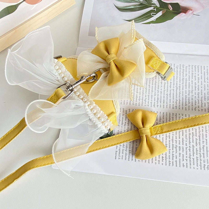 Cute Bowknot Cat Harness Leash Princess Cat Dress Costumes