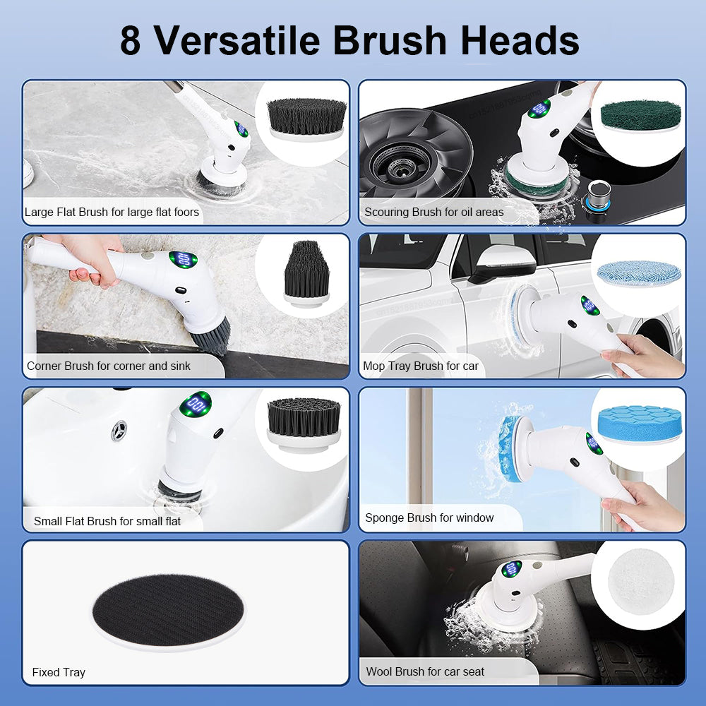 Electric Cleaning Brush 8 in 1 Multifunctional For Bathroom Kitchen Windows Toilet