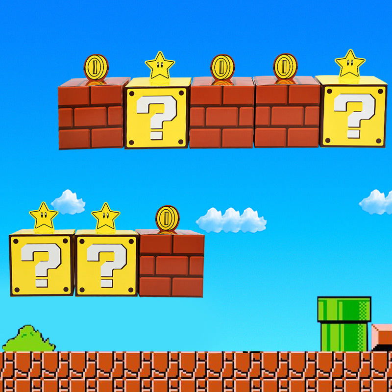 6Pcs Question Blocks Gift Box Kids Video Game Theme Birthday Party