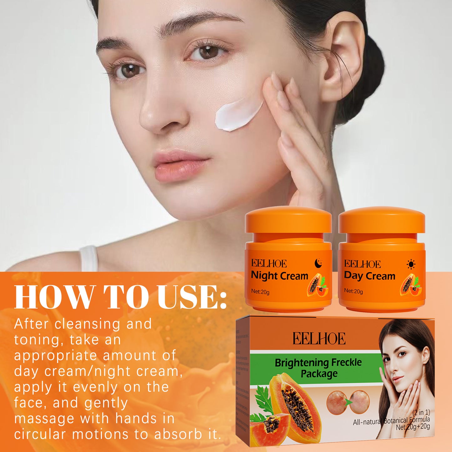 Freckle Whitening Face Cream Papaya Day Night cream
