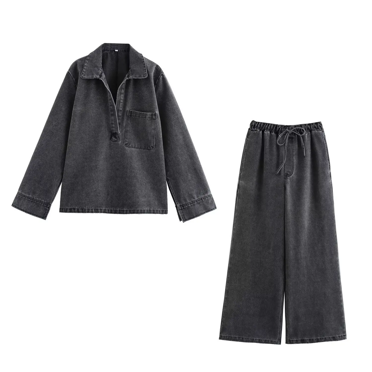 2025 Womens Denim Set with Collared