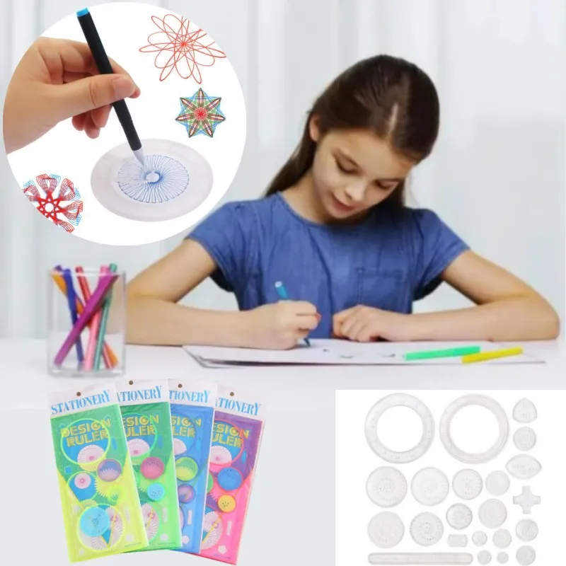 22/4/1PC Spirograph Ruler Drawing Scratch Painting Toys