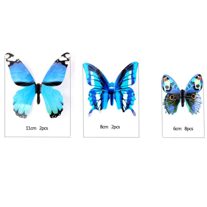 New 12Pcs Fashion 3D Luminous Butterfly Creative Wall Sticker