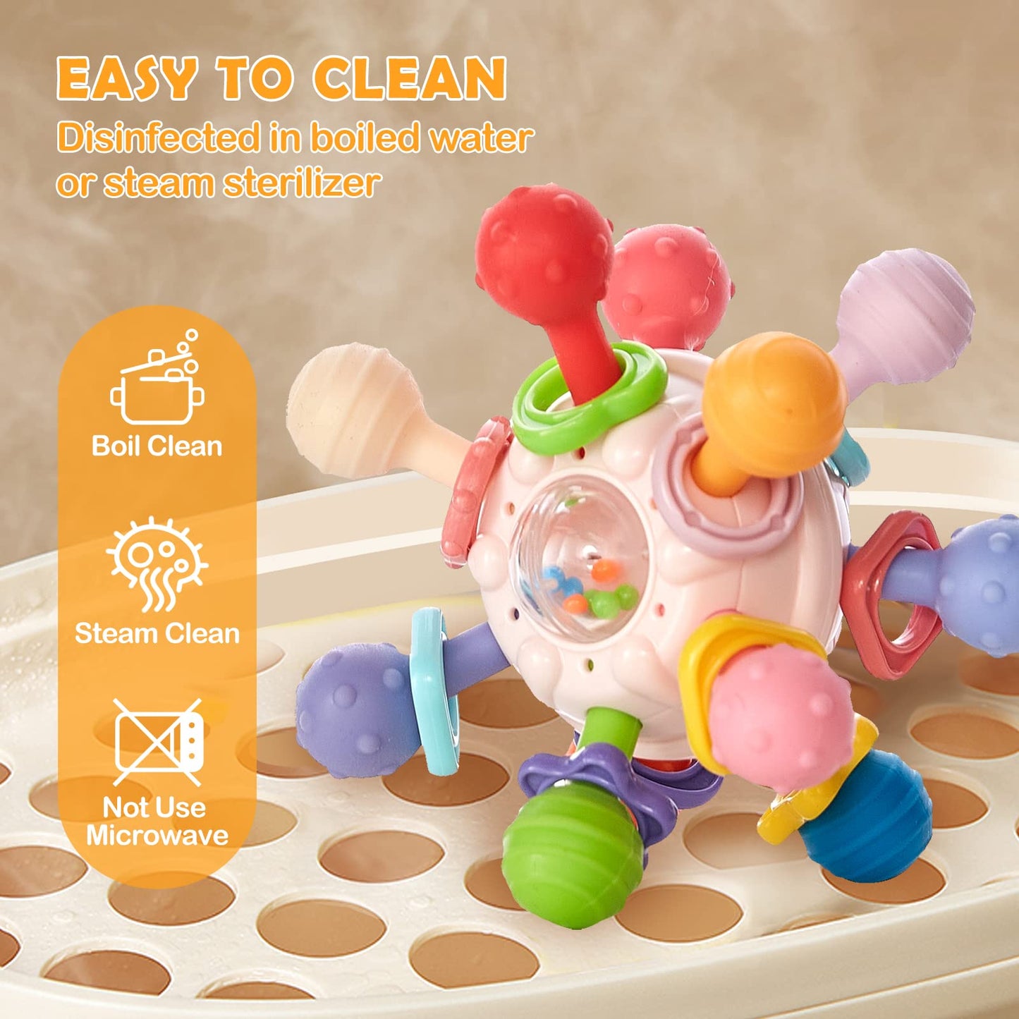 Montessori Baby Teething Toys Sensory Chew Teething Ball Rattle