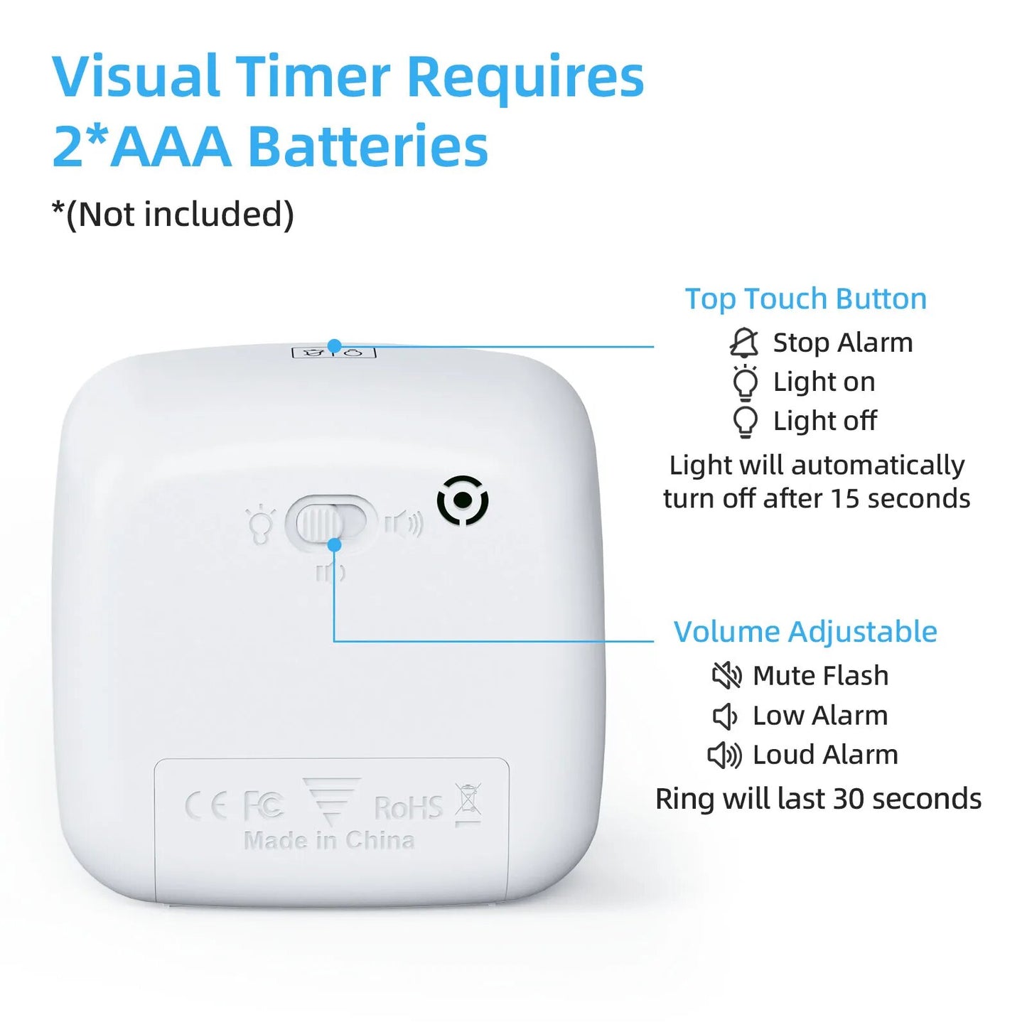 Visual Timer with Night Light, 60-Minute Countdown Timer
