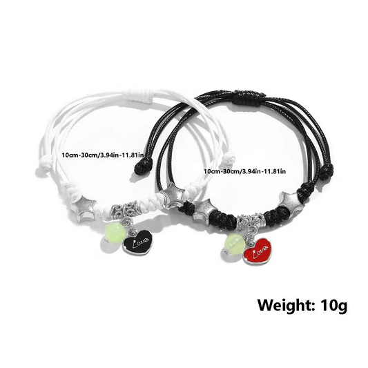 2PC Fashion Luminous Beads Star Couple Bracelet