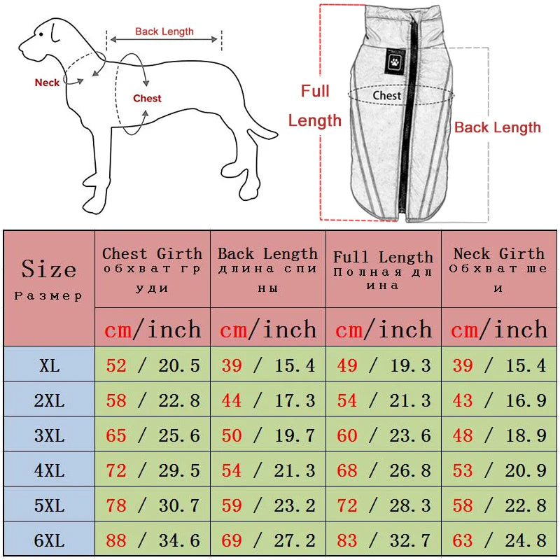 Waterproof Dog Clothes for Large Dogs Winter Warm Big Dog Jackets
