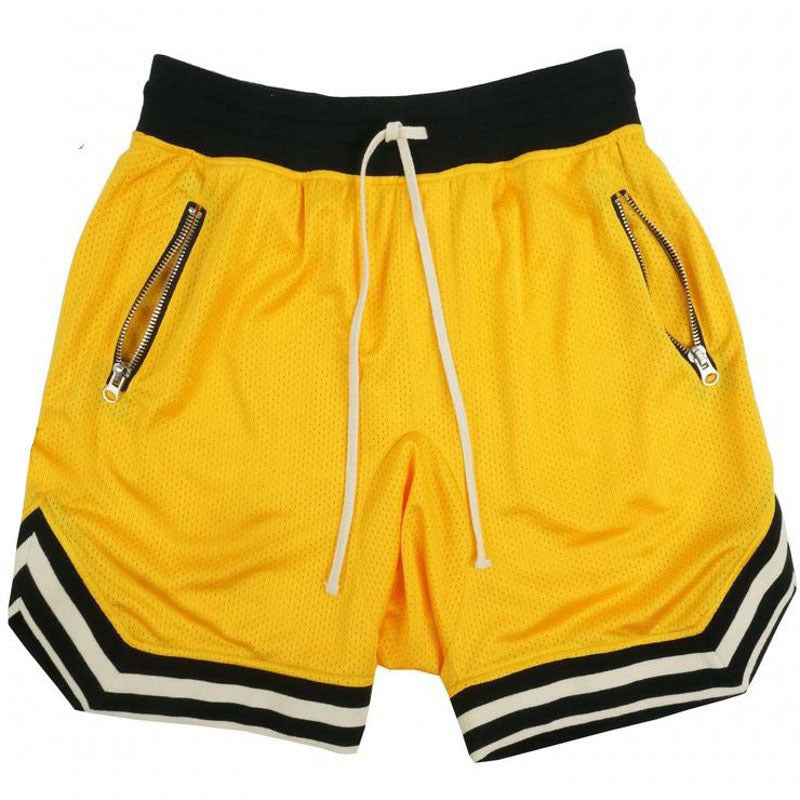 Men's zippered pocket drawstring shorts, sportswear,