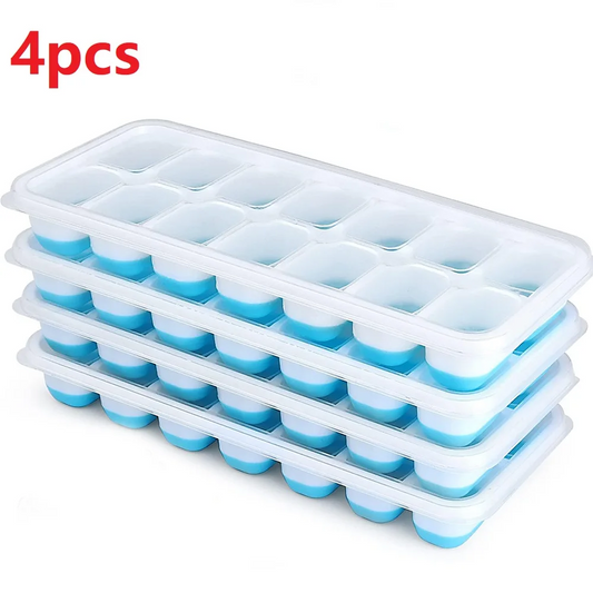 Ice Cube Tray Mold with Lid Silicone Square