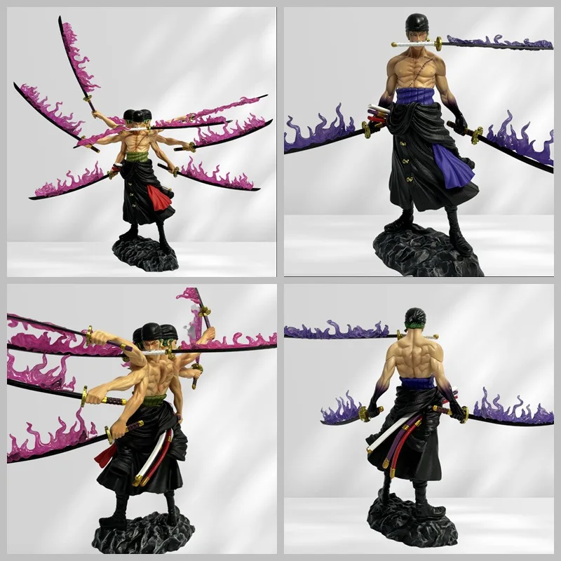 40cm One Piece Swordsman Nine Knives Flow Solon Activity Doll Statue Anime Small Statue PVC Model Doll