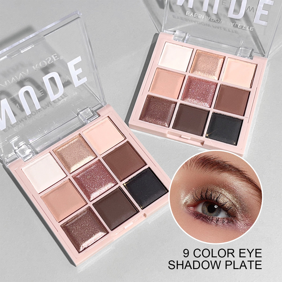9-Color Eyeshadow Palette with Fine Glitter, Shimmer, Matte, Milk Tea Shades