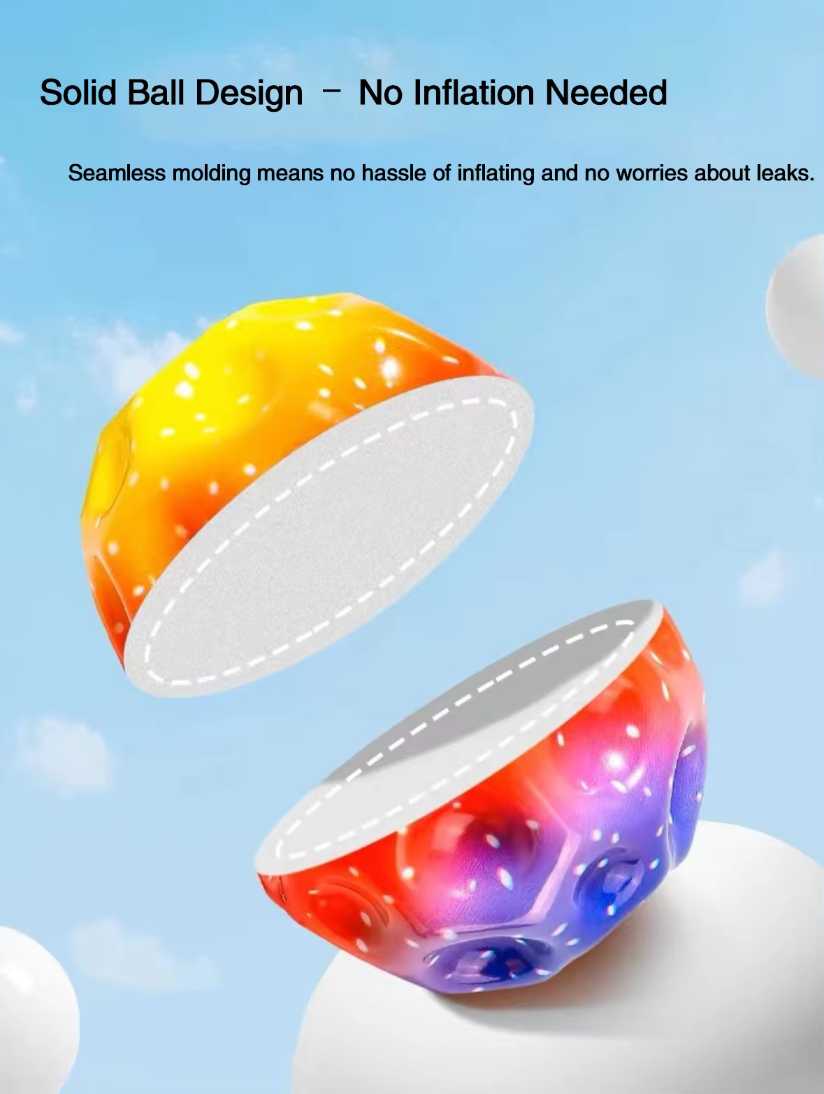 2Pcs Colorful Perforated Soft Anti-Gravity Rubber Bouncy Ball