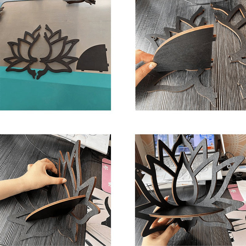 Wooden Lotus Hollow Decorative Rack Aromatherapy