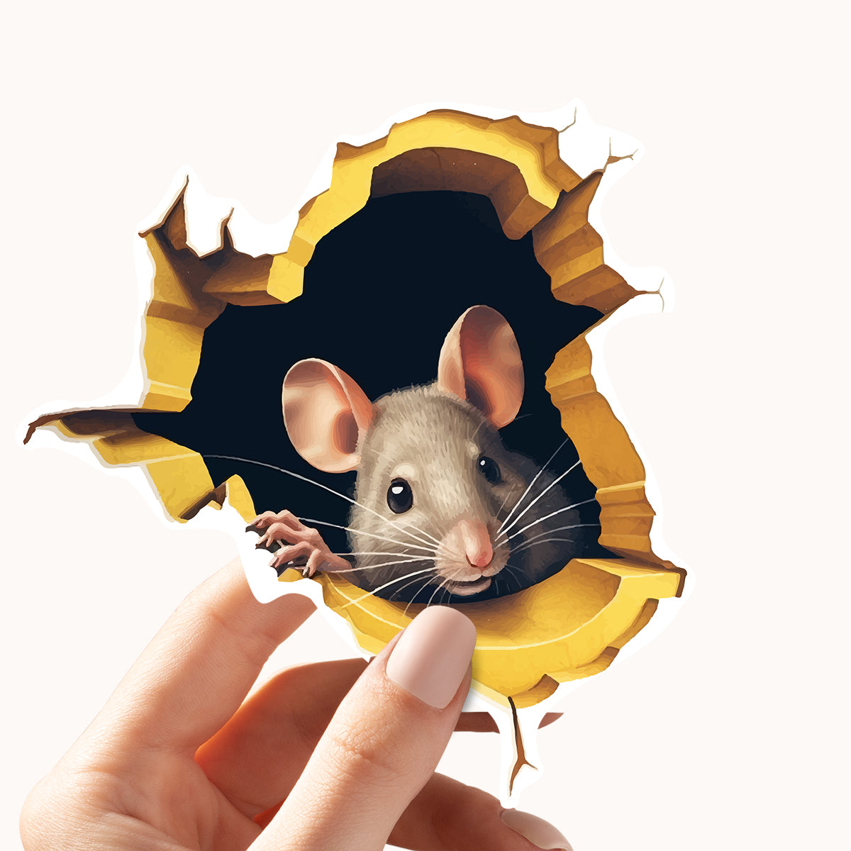 1PC 3D effect personalized mouse hole sticker reading