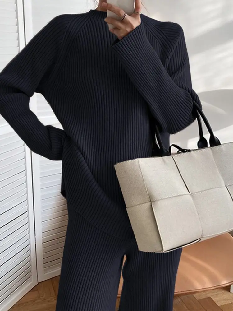 Women Casual Solid Tracksuit  Vintage Loose Matching Sets