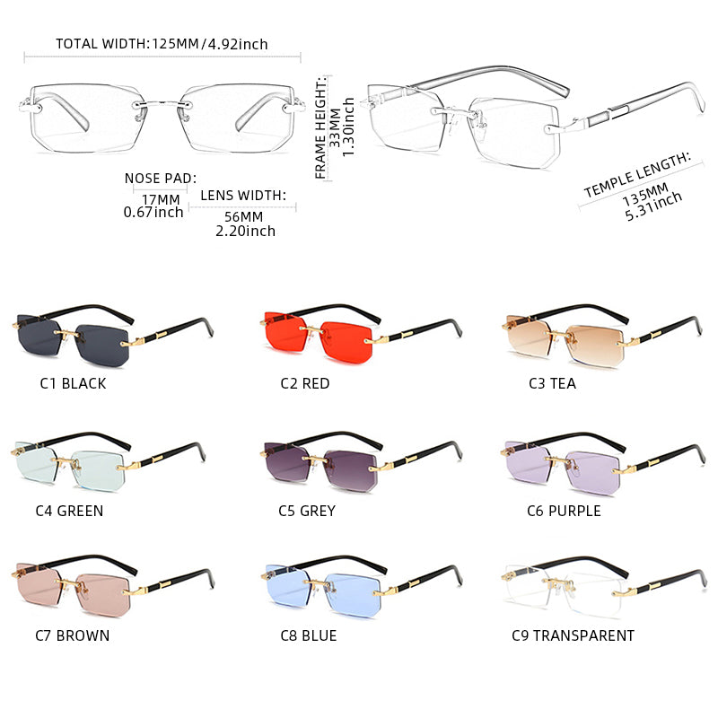 Fashion Rimless Sunglasses Men Women