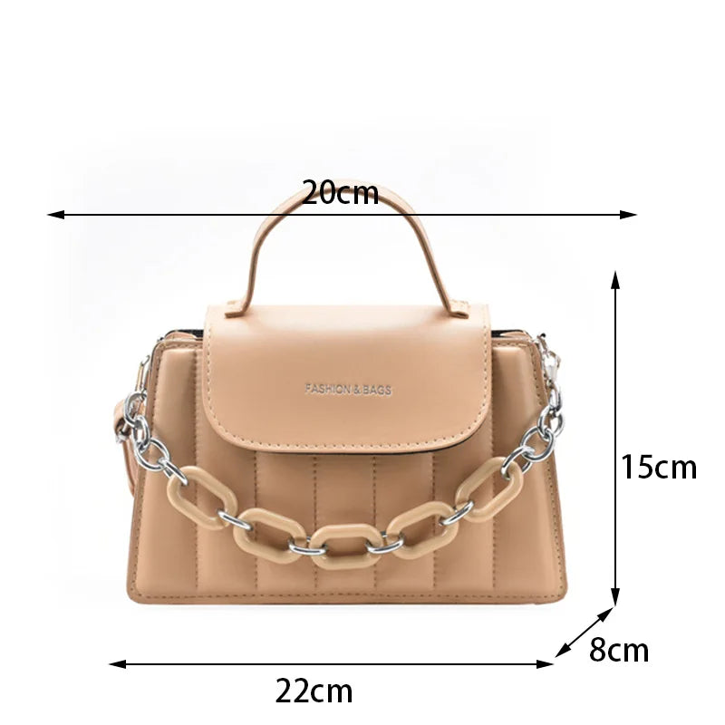 New Chains Shoulder Bag Women Solid Color