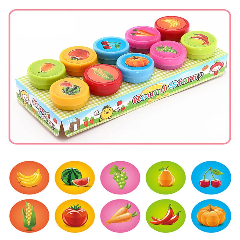 10pcs Assorted Stamps for Kids Self-ink Stamps Children Toy