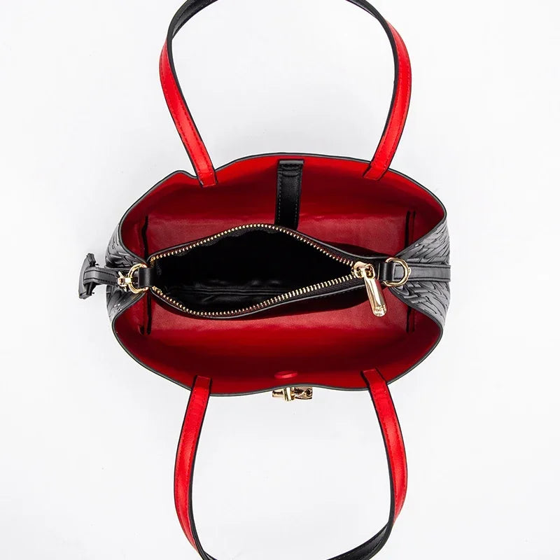 Simple Large Capacity Embossed Women's Shoulder Bag