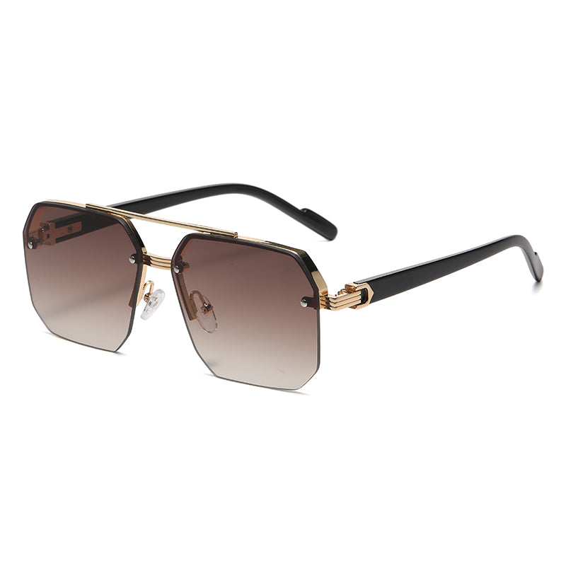 Men's Metal Sunglasses Square Half Frame Rice