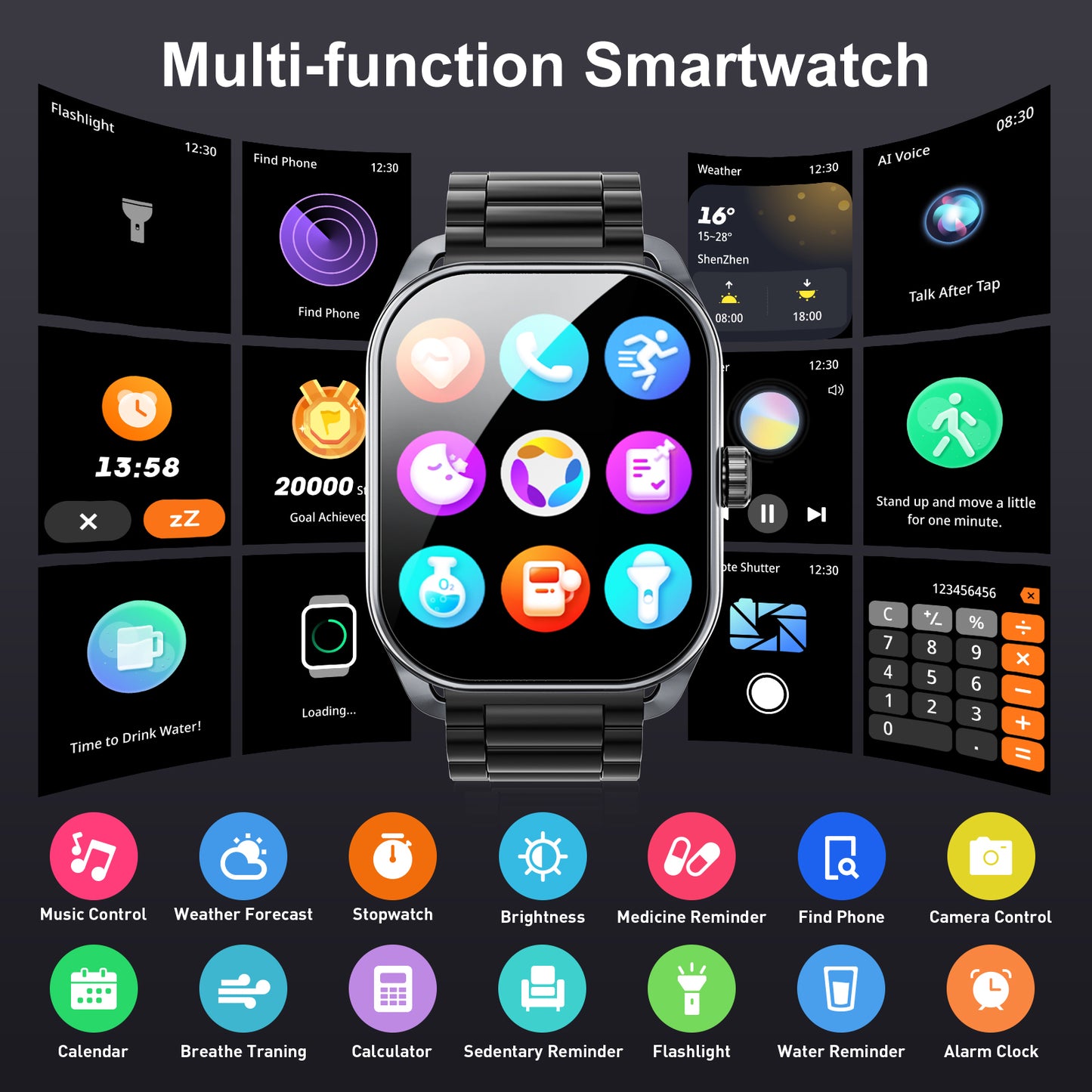 2024 Smart Watches For Men 2.01-inch curved screen Bluetooth