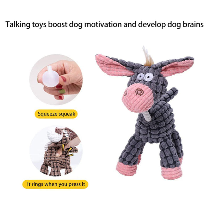 Plush Squeaky Dog Toy Donkey Shape Pet Toys Bite Resistant Squeaky Toys