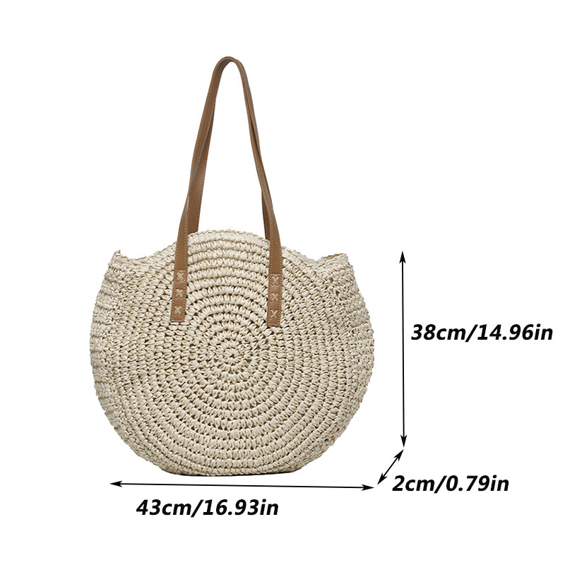 Summer Round Straw Women Woven Shoulder Bag