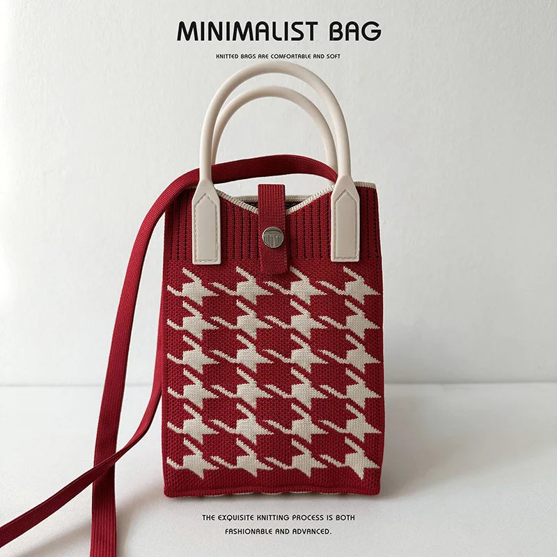 shoulder bag mini knitted mobile phone bag