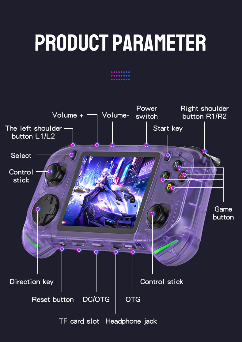 NEW RX6H Retro Handheld Game Console Linux System 3.5 Inch