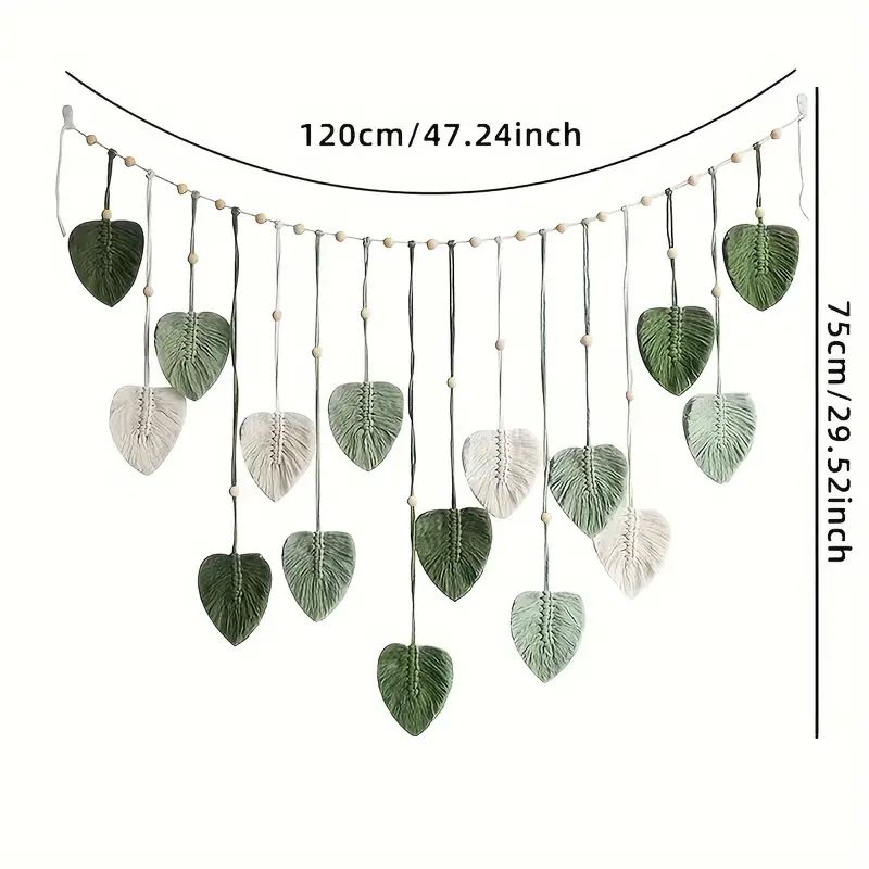 Boho Home Decoration, Macrame Tapestry Macrame Leaf