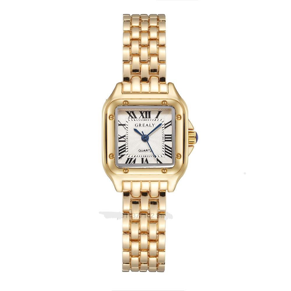 2024 Luxury Women's Fashion Square Watches Gold Alloy Strap