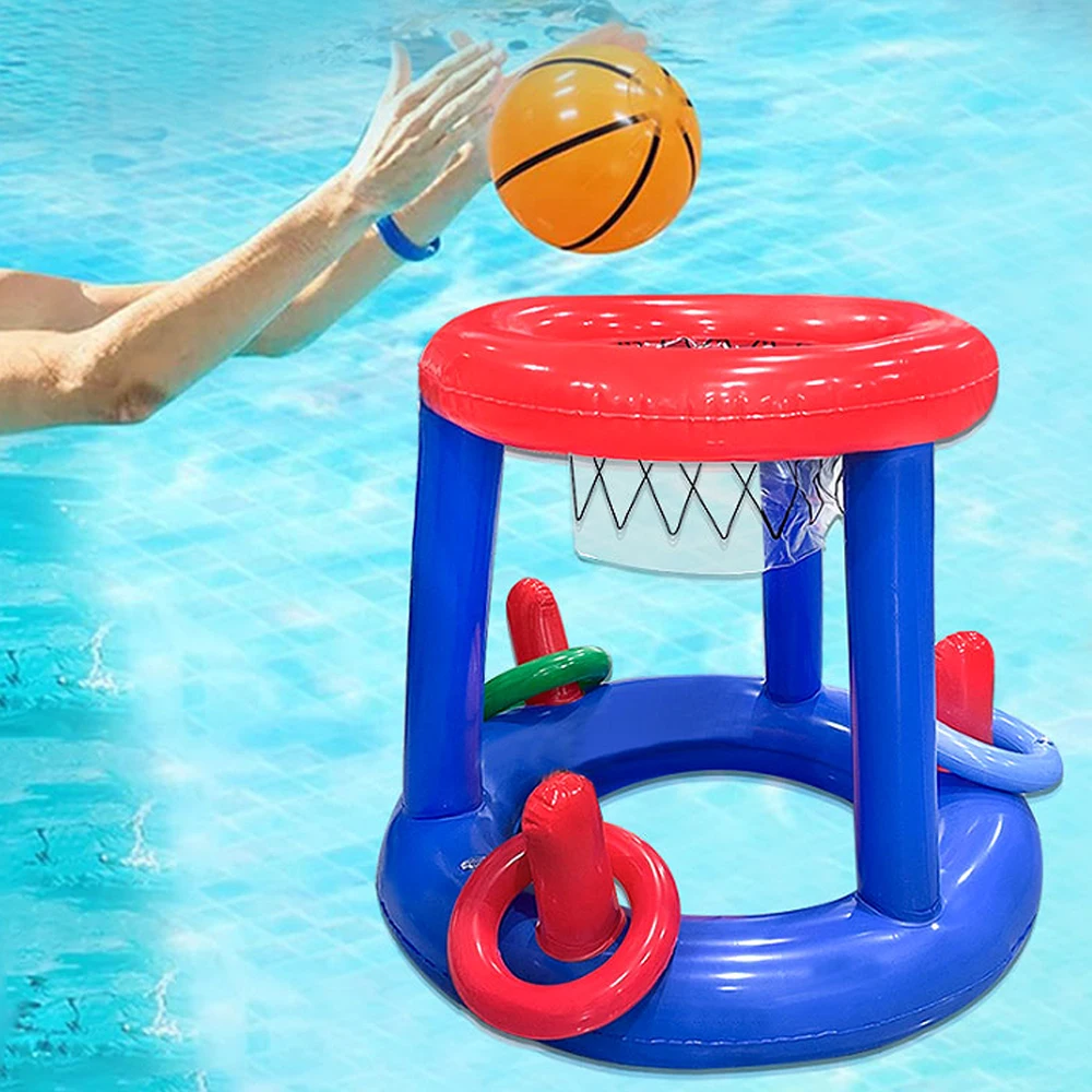1pc Blue Inflatable Basketball Rack With Rings