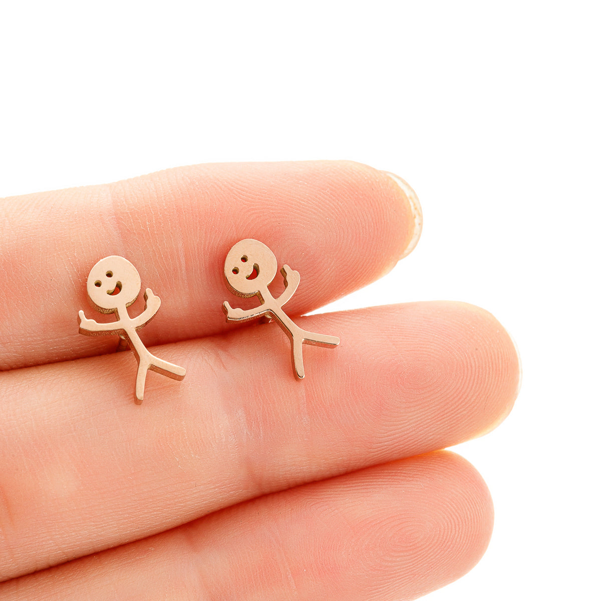 1 Pair Funny Middle Finger Stud Earrings Stainless Steel