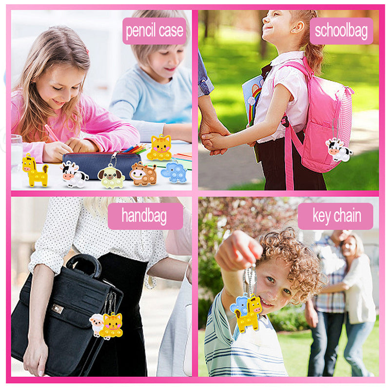 10 Pcs Cartoon Animal Pop Keychain Hanging Stress Relief Toys