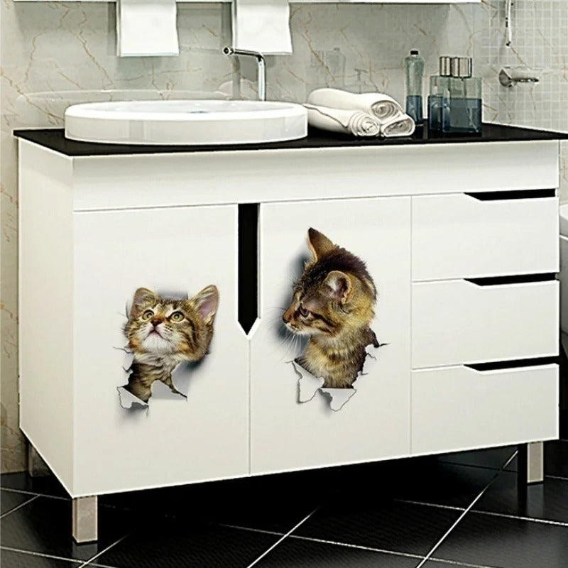 3D Cute Cat Self-adhesive Removable Wallpaper