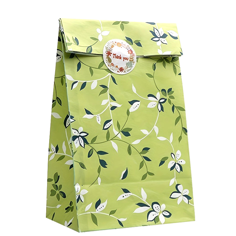 2/24PCS Plant Pattern Gift Paper Bags for Candy Cookie Bakery