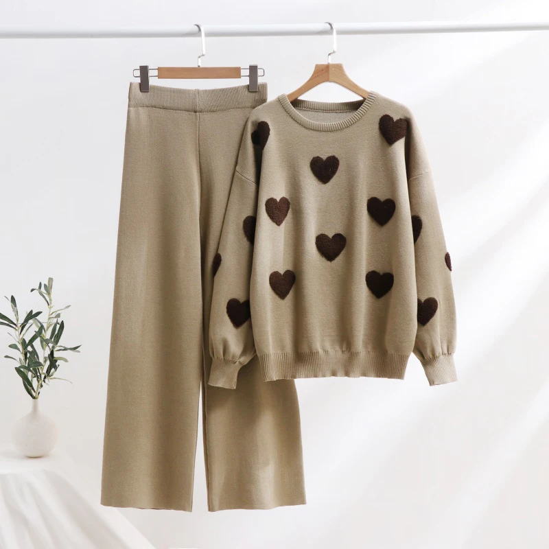 Elegant 2 Piece Knit Pants Set Women