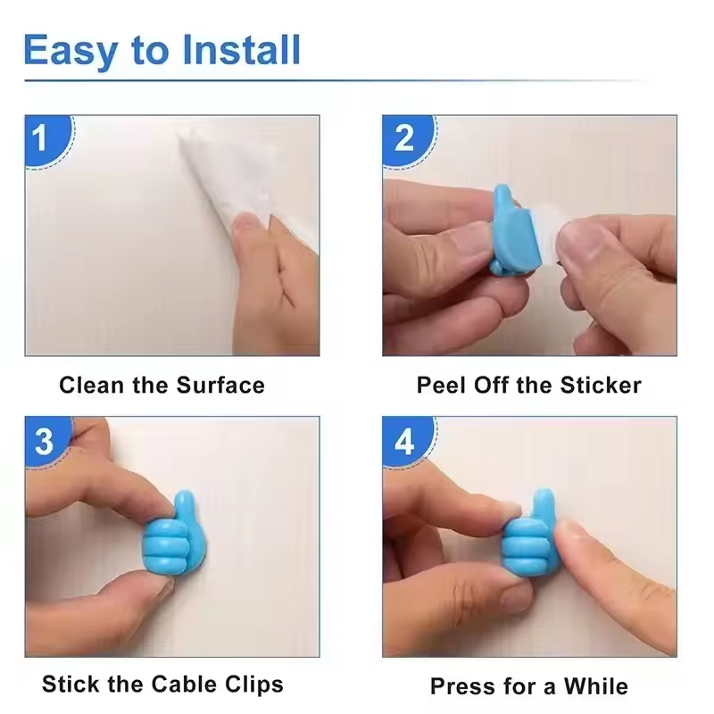 10pcs Wall Hooks Silicone Thumb Self-Adhesive Thumb