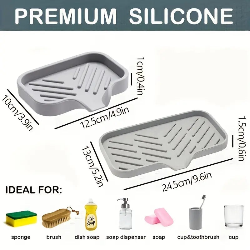 Sink Silicone Tray With Drain Soap Sponge Storage Holder