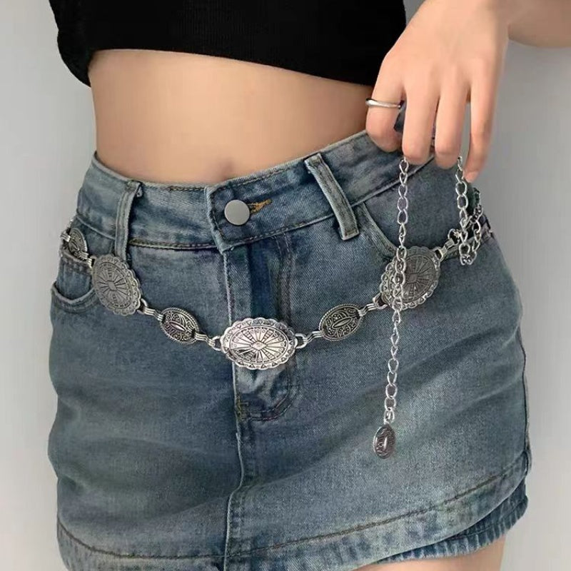 Silver Retro Waist Chain Accessory Metal Chain
