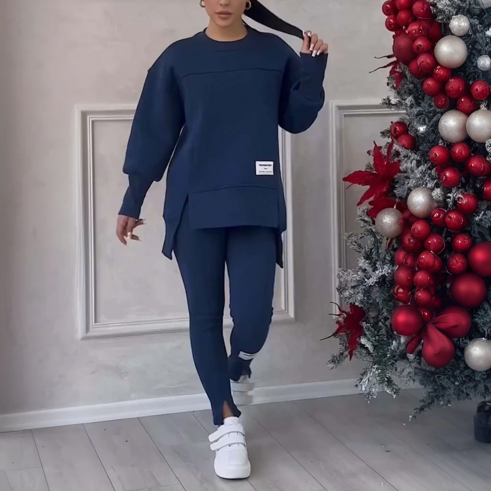 Women Two Piece Set Irregular Sweatshirt