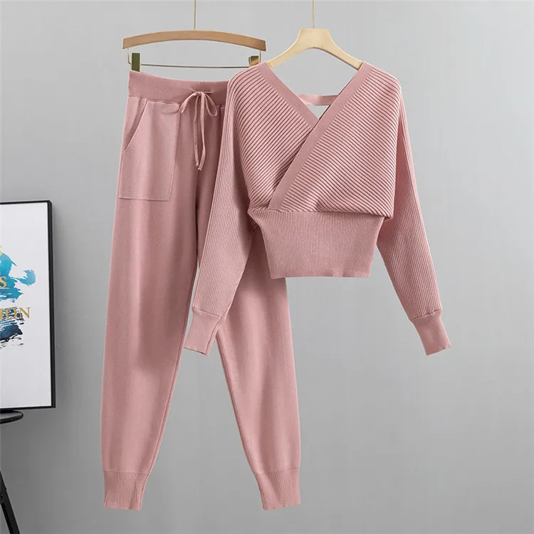 Elegant Tracksuit Sexy Two Piece Set Women Korean Style