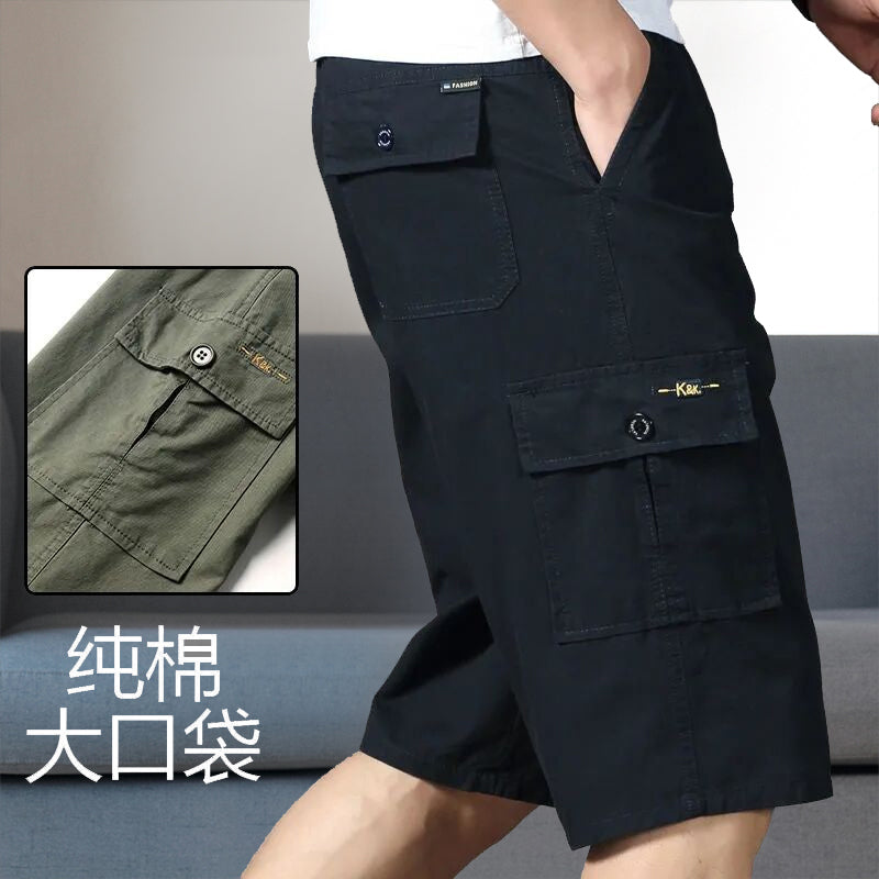Mens Cargo Shorts Knee Pants Zipper Pocket Summer Cotton Shorts