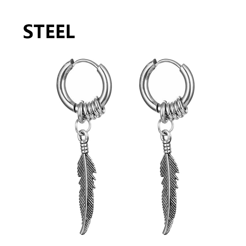 1 Pairs Fashion Punk Gothic Stainless Steel Drop Earrings