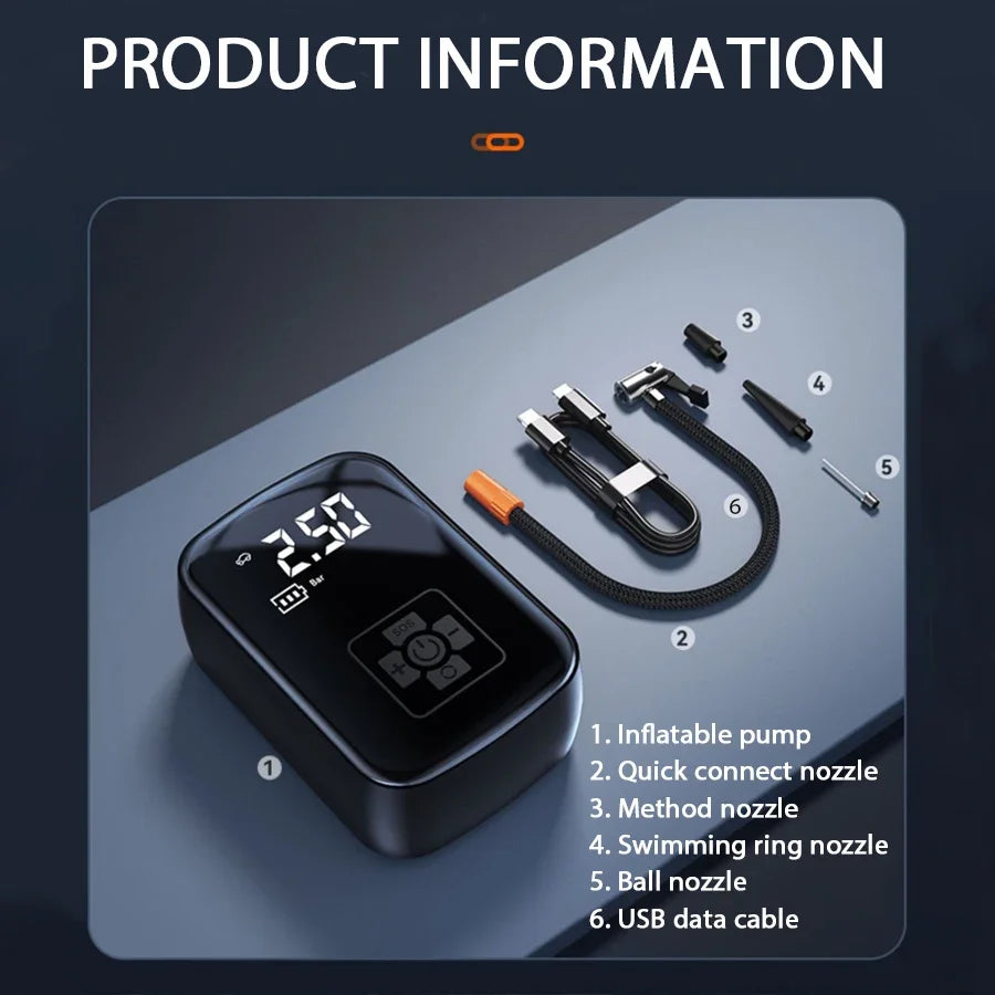 1PC Car Mounted Wireless Digital Display Inflation Pump